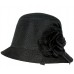 Straw Bucket Hats w/ Flower - Black - HT-HT2332BK